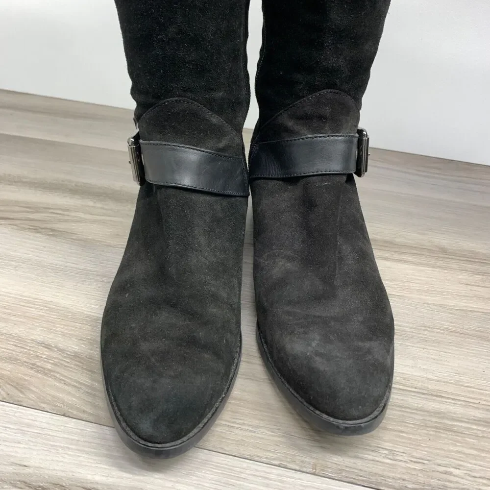 Nalini Italy Chain-Trim Suede Knee-High Boots 39‎ Chain Harness